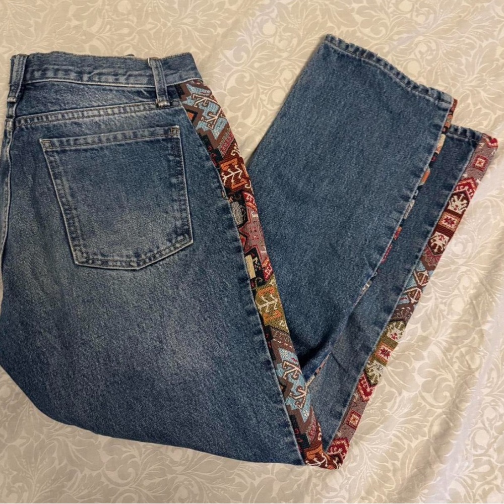Urban Outfitters Blue Straight Leg Jeans with Multicolor Trim